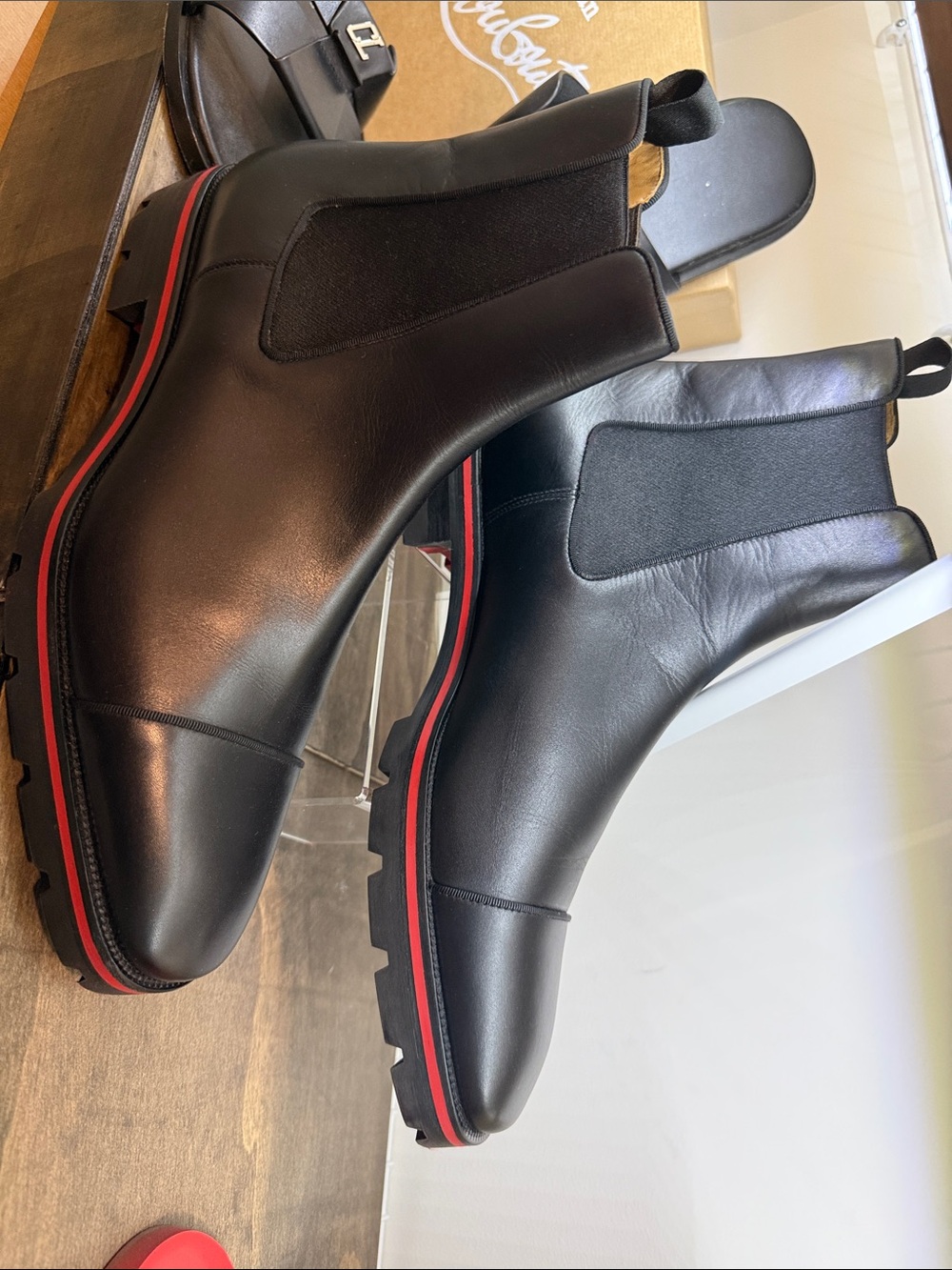 Christian Louboutin Black Leather Chelsea Boot